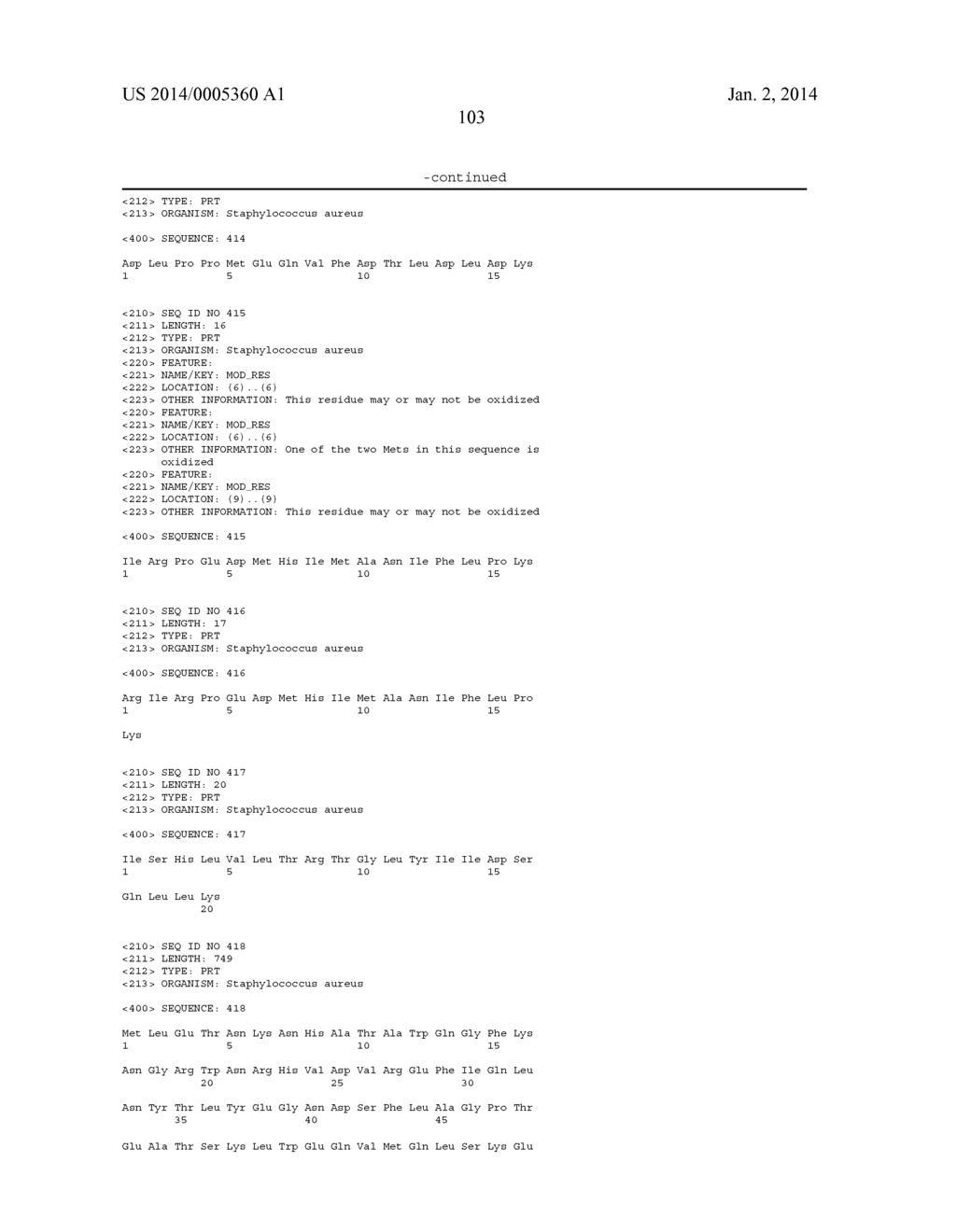 Polypeptides and Immunizing Compositions Containing Gram Positive     Polypeptides and Methods of Use - diagram, schematic, and image 110