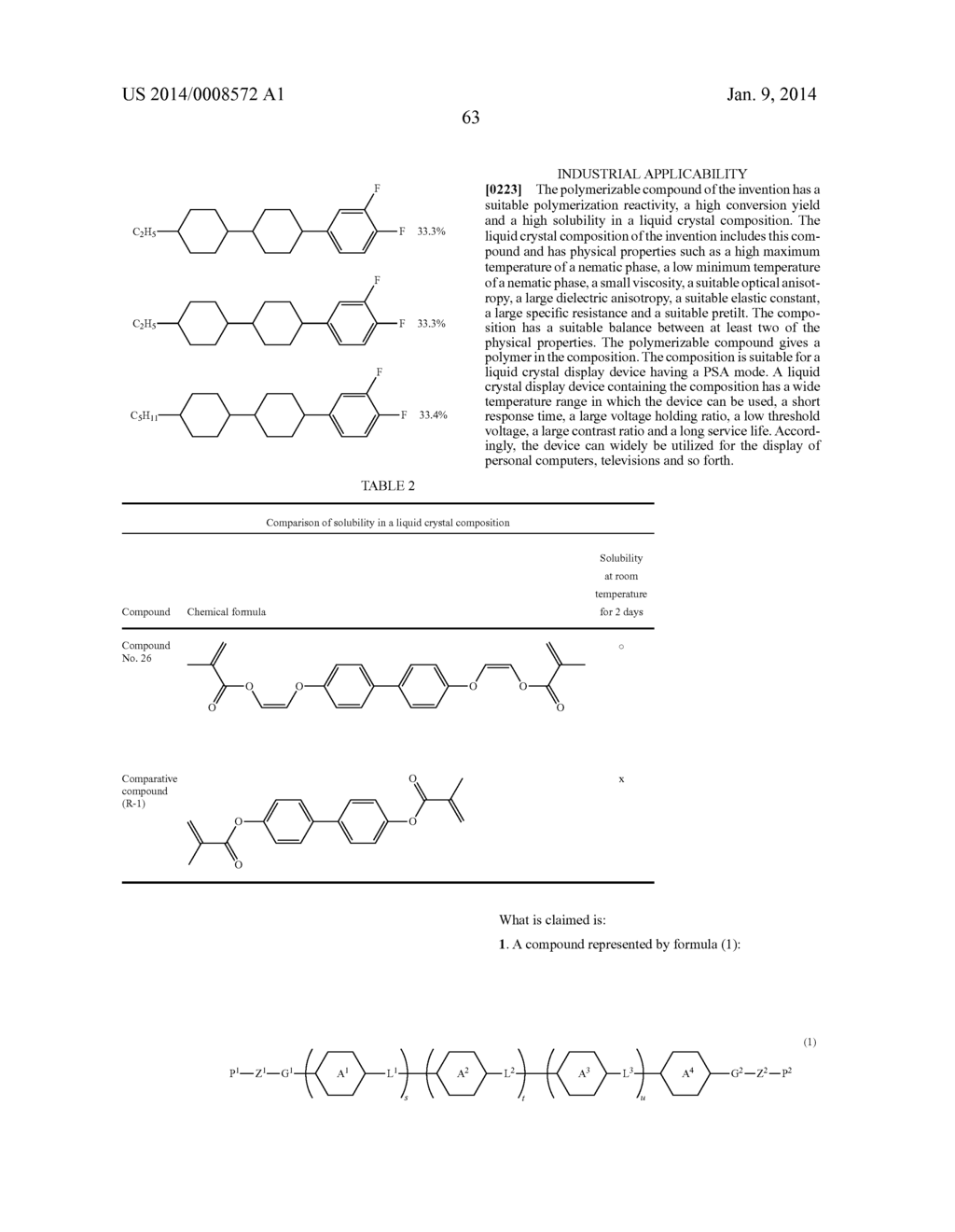 POLYMERIZABLE COMPOUND, LIQUID CRYSTAL COMPOSITION AND LIQUID CRYSTAL     DISPLAY DEVICE - diagram, schematic, and image 64