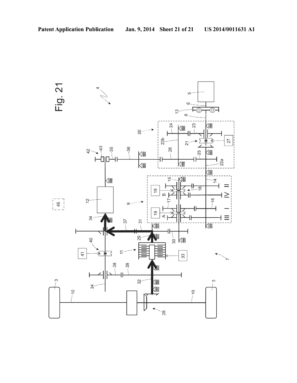 AUTOMATIC MANUAL TRANSMISSION FOR A HYBRID CAR PROVIDED WITH AN INTERNAL     COMBUSTION ENGINE AND WITH AN ELECTRICAL MACHINE - diagram, schematic, and image 22