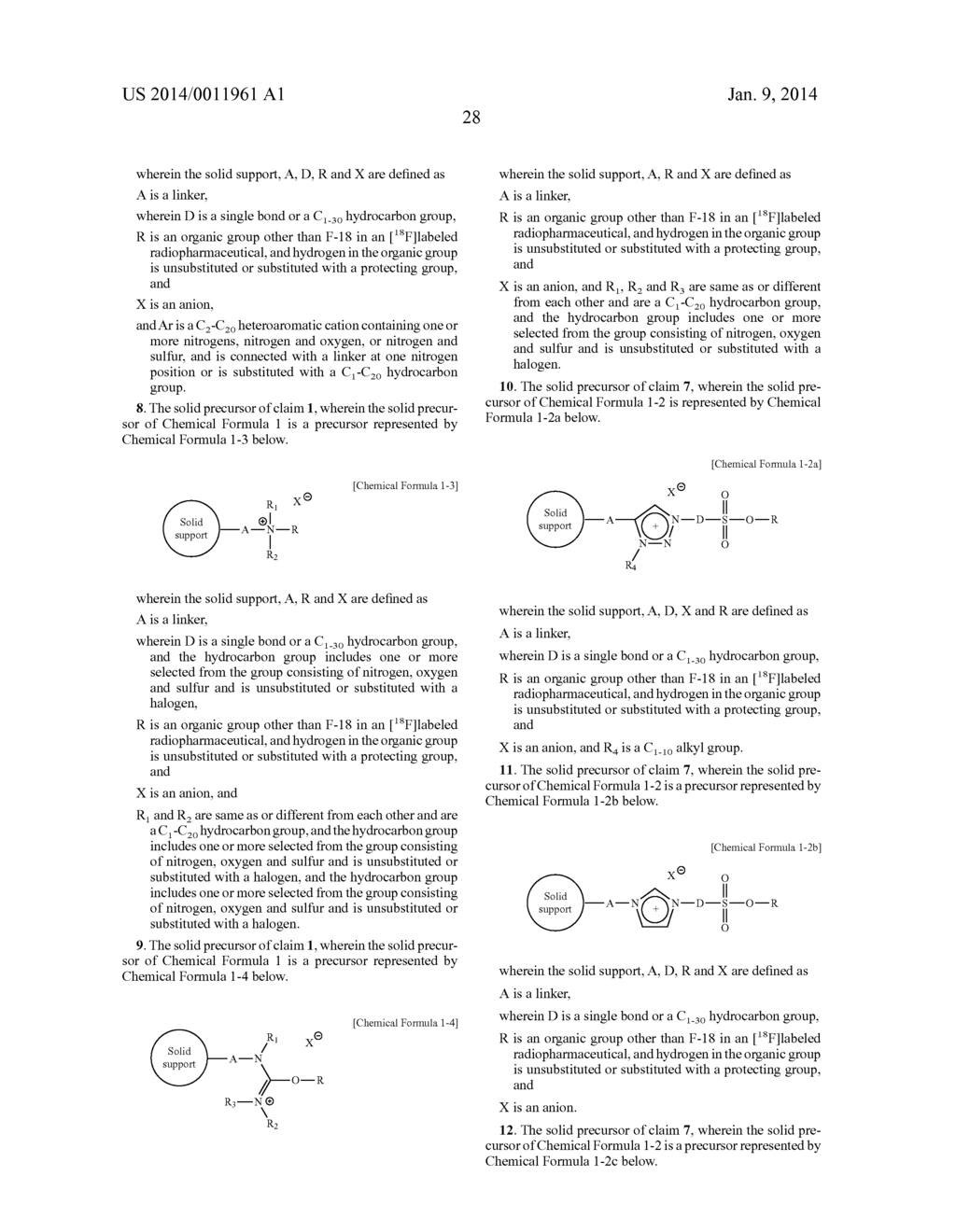 PRECURSOR COMPOUND CONNECTED TO SOLID SUPPORT FOR MANUFACTURING 18F     RADIOPHARMACEUTICAL, METHOD FOR MANUFACTURING SAME, AND APPLICATION     THEREOF - diagram, schematic, and image 32