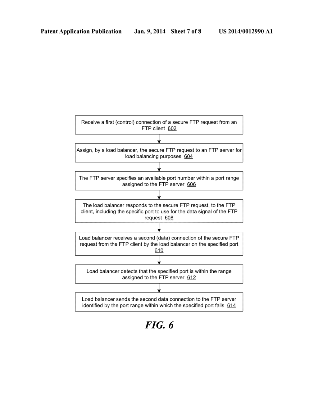 SYSTEM AND METHOD FOR LOAD BALANCING MULTIPLE FILE TRANSFER PROTOCOL (FTP)     SERVERS TO SERVICE FTP CONNECTIONS FOR A CLOUD-BASED SERVICE - diagram, schematic, and image 08