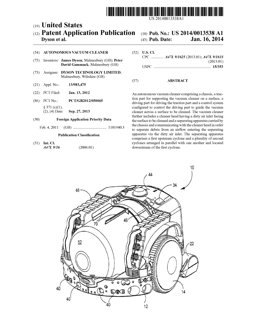 AUTONOMOUS VACUUM CLEANER - diagram, schematic, and image 01