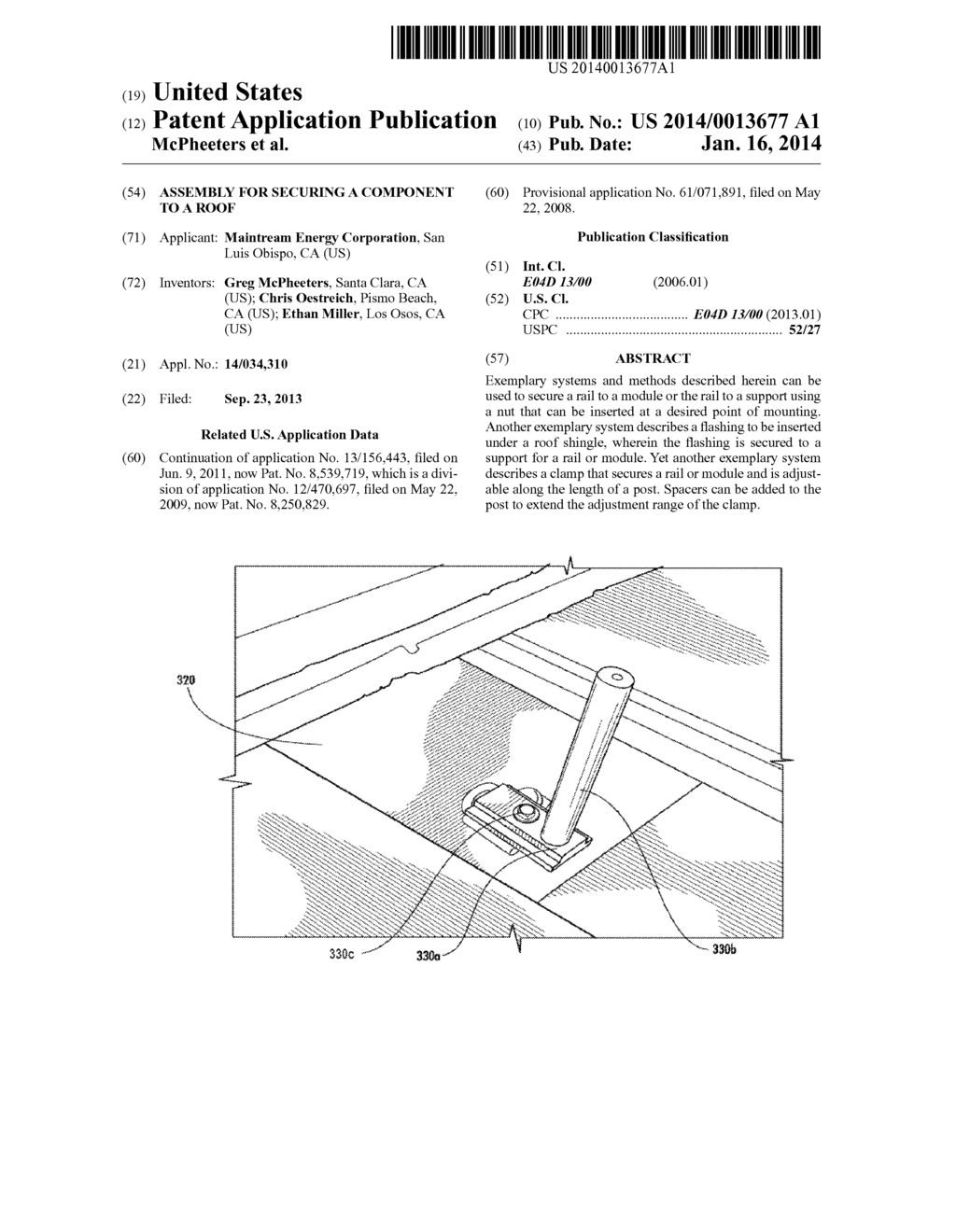 ASSEMBLY FOR SECURING A COMPONENT TO A ROOF - diagram, schematic, and image 01