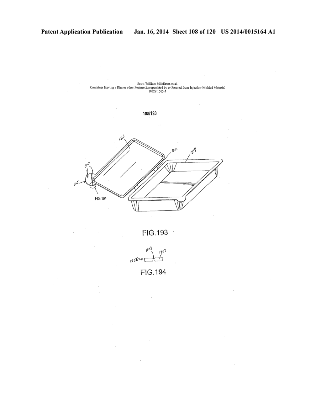 Container Having A Rim Or Other Feature Encapsulated By Or Formed From     Injection-Molded Material - diagram, schematic, and image 109