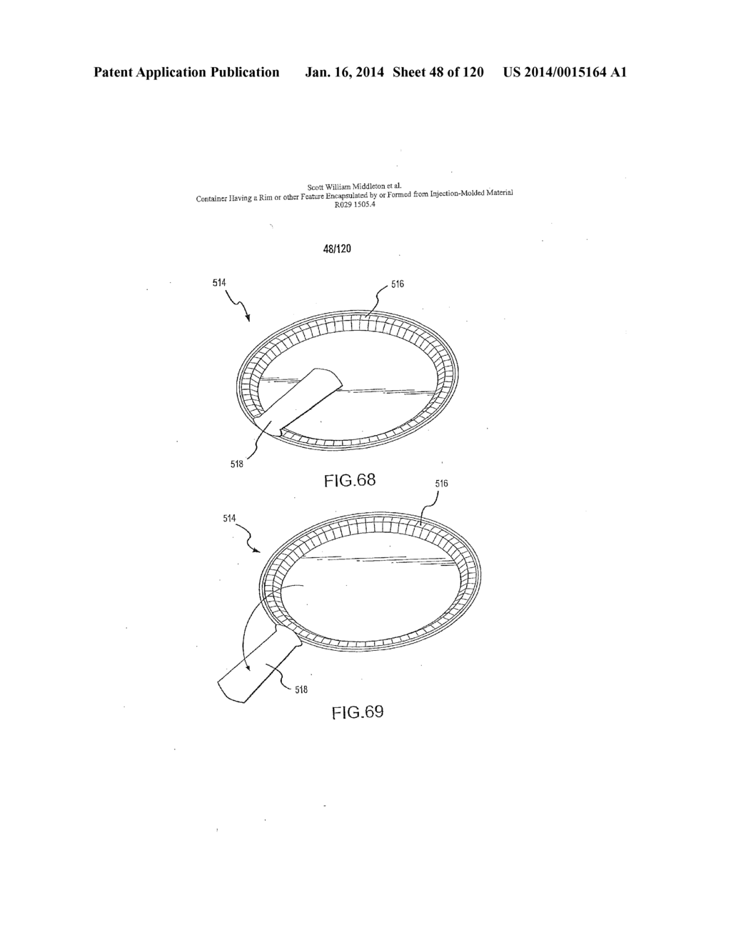 Container Having A Rim Or Other Feature Encapsulated By Or Formed From     Injection-Molded Material - diagram, schematic, and image 49