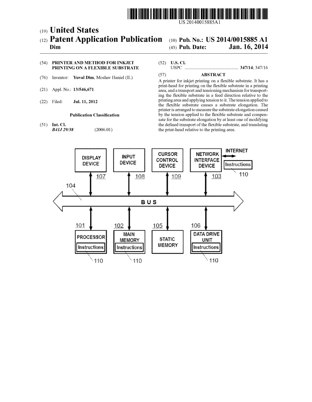 PRINTER AND METHOD FOR INKJET PRINTING ON A FLEXIBLE SUBSTRATE - diagram, schematic, and image 01