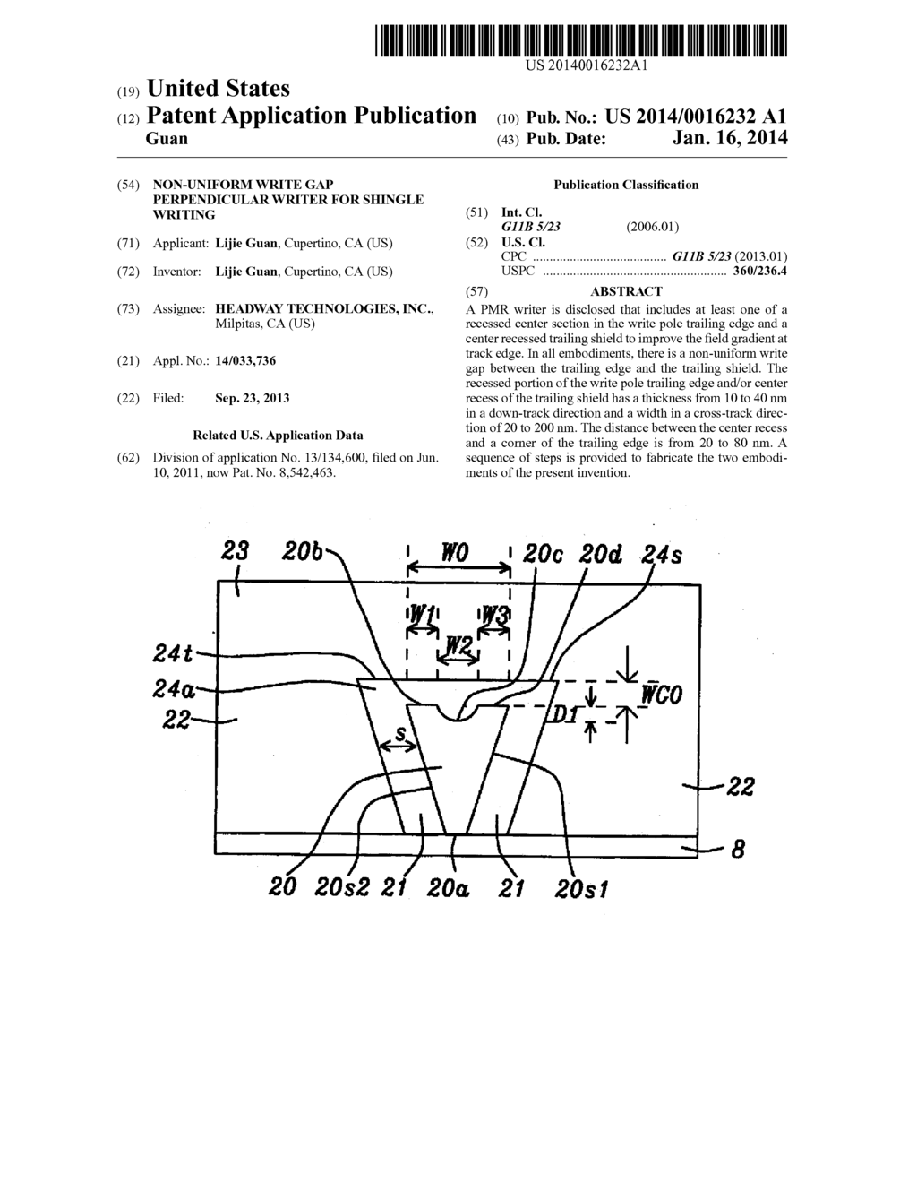 Non-Uniform Write Gap Perpendicular Writer for Shingle Writing - diagram, schematic, and image 01