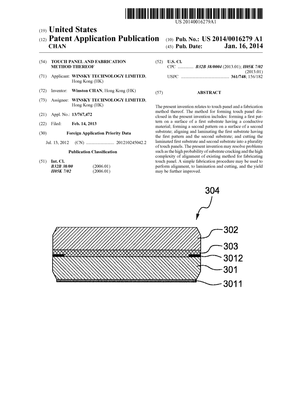 TOUCH PANEL AND FABRICATION METHOD THEREOF - diagram, schematic, and image 01