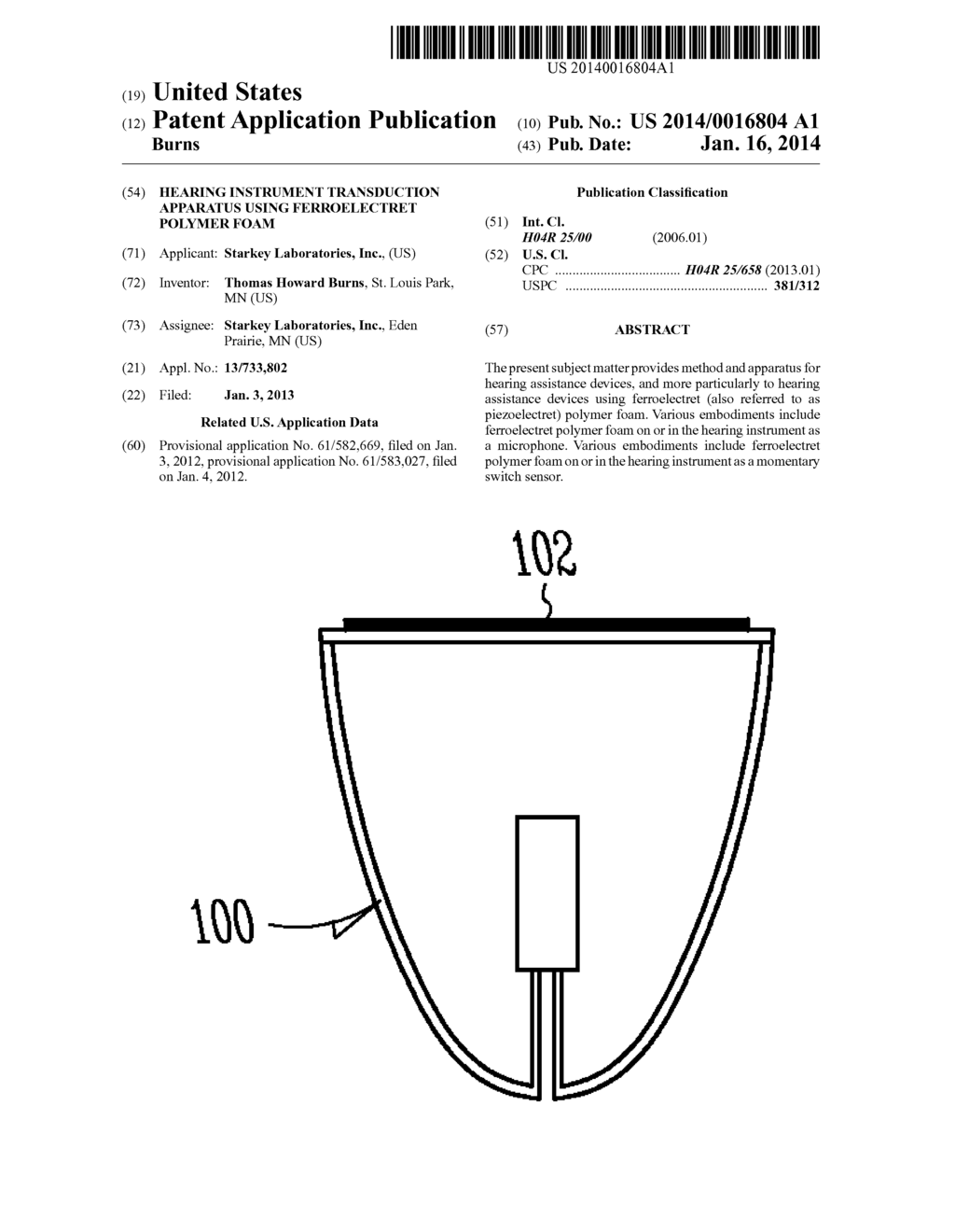 HEARING INSTRUMENT TRANSDUCTION APPARATUS USING FERROELECTRET POLYMER FOAM - diagram, schematic, and image 01