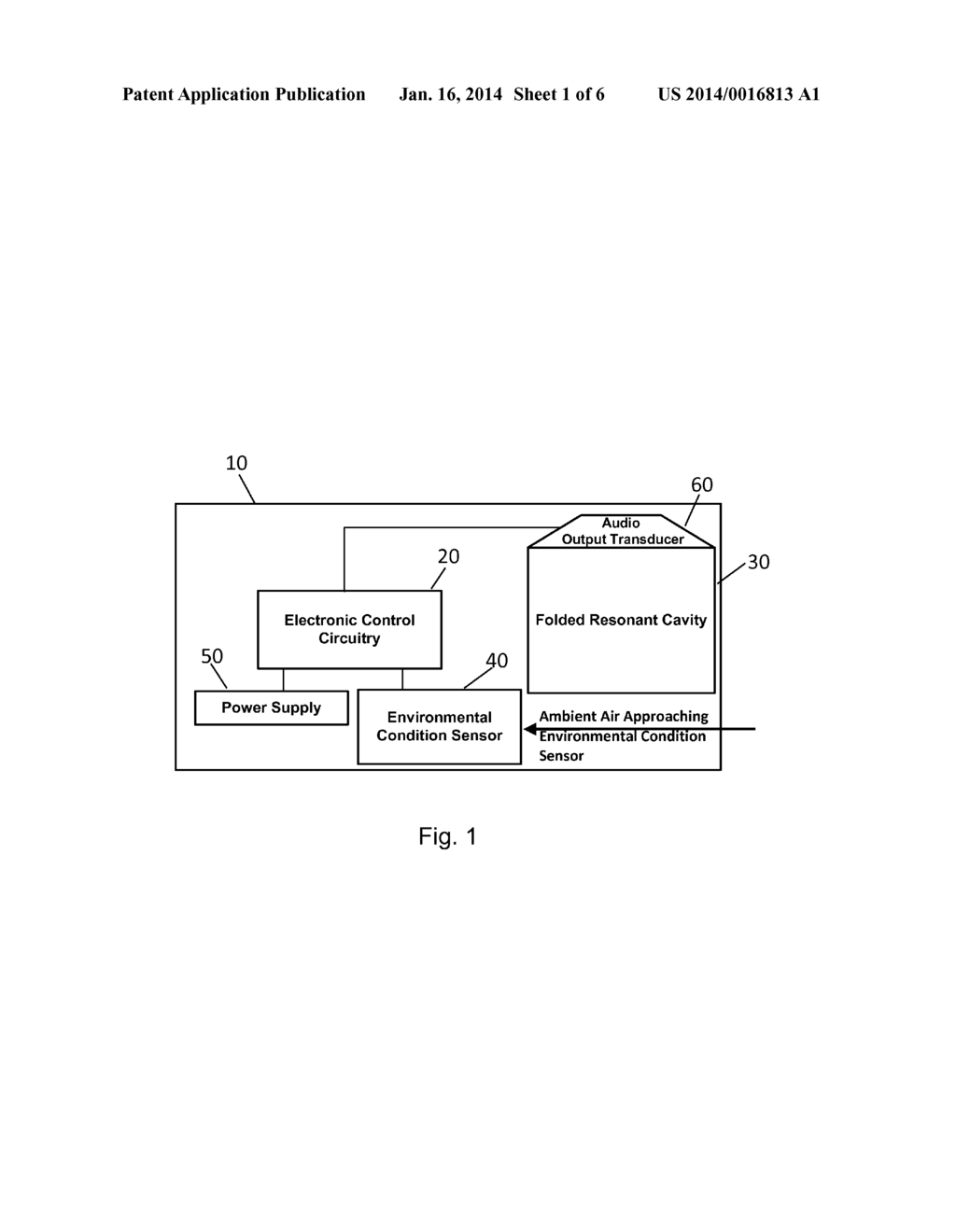 Life Safety Device with Folded Resonant Cavity for Low Frequency Alarm     Tones - diagram, schematic, and image 02