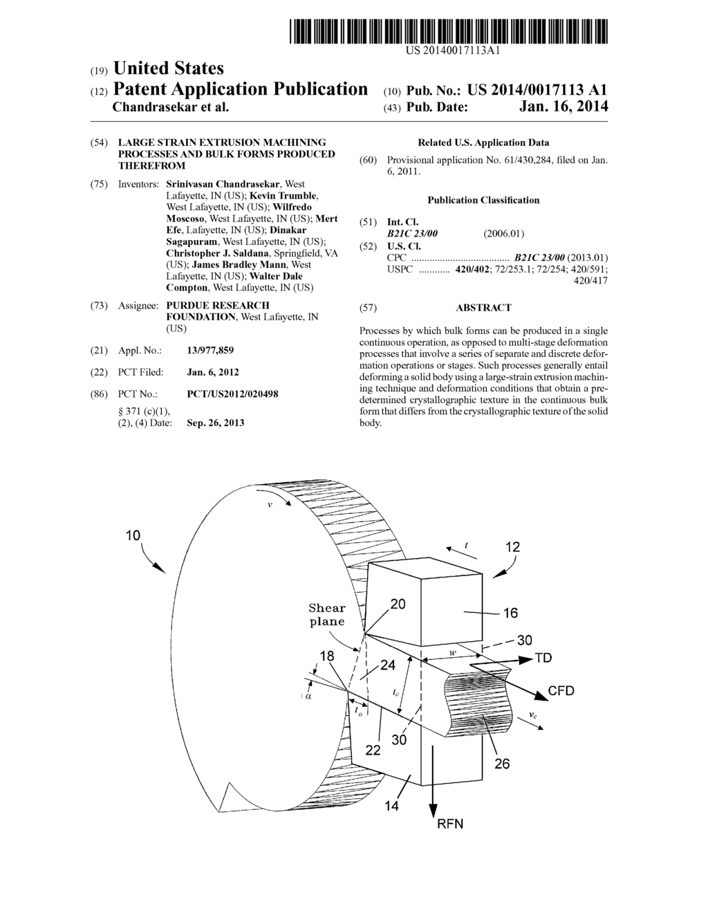 LARGE STRAIN EXTRUSION MACHINING PROCESSES AND BULK FORMS PRODUCED     THEREFROM - diagram, schematic, and image 01