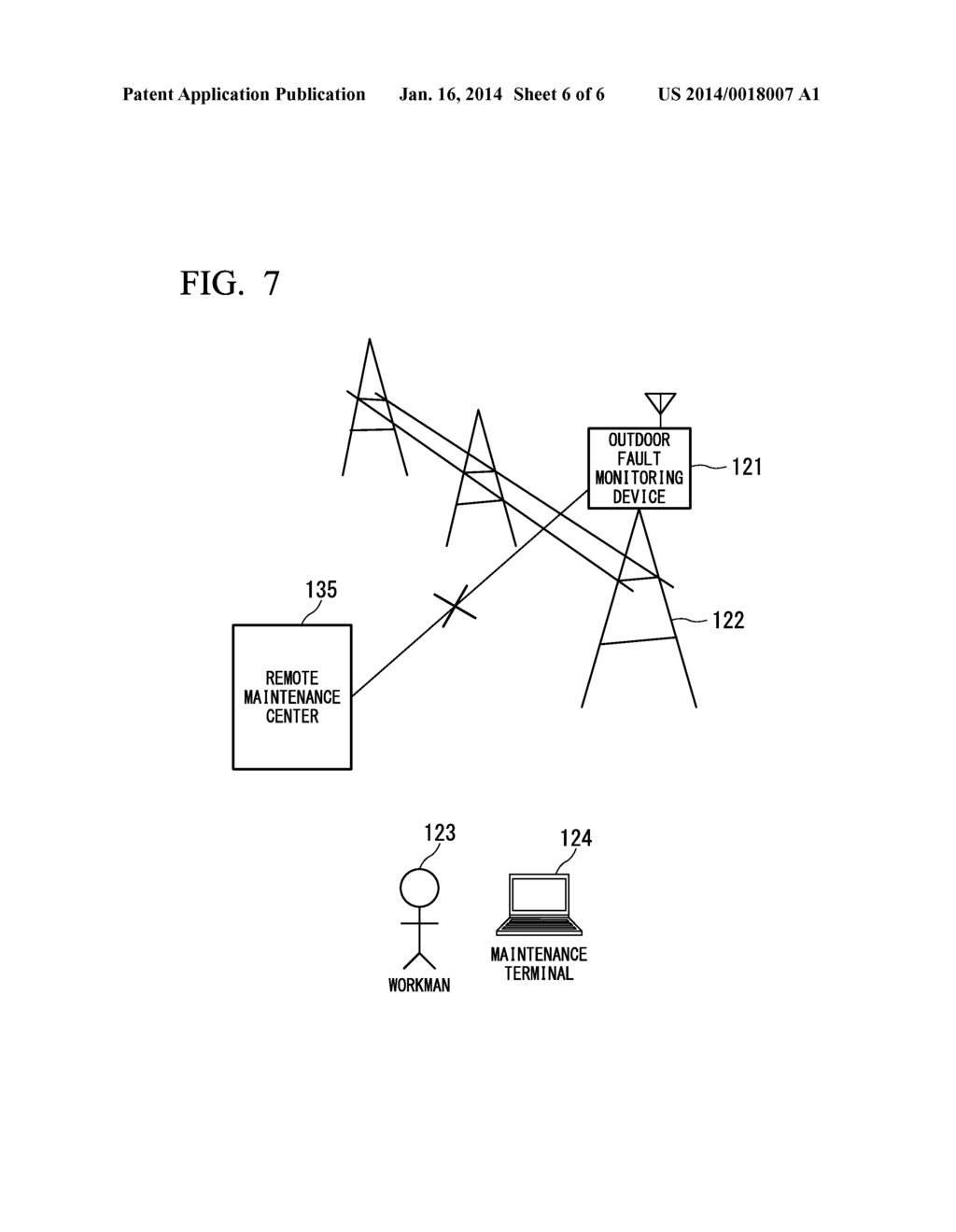 FAULT MONITORING DEVICE HAVING RADIO MAINTENANCE COMMUNICATION FUNCTION,     AND FAULT MONITORING METHOD - diagram, schematic, and image 07