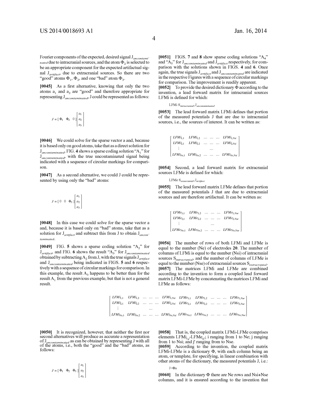 METHOD FOR SEPARATING SIGNAL SOURCES BY USE OF PHYSICALLY UNIQUE     DICTIONARY ELEMENTS - diagram, schematic, and image 10