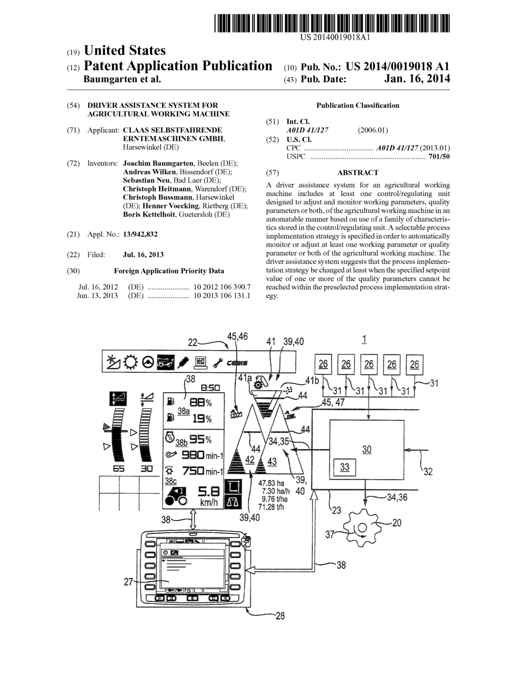 Driver assistance system for agricultural working machine - diagram, schematic, and image 01