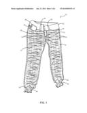 Elastic stretching gathered denim fabric jean diagram and image