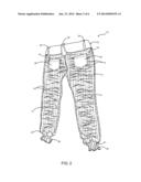 Elastic stretching gathered denim fabric jean diagram and image