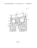 Elastic stretching gathered denim fabric jean diagram and image