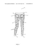 Elastic stretching gathered denim fabric jean diagram and image