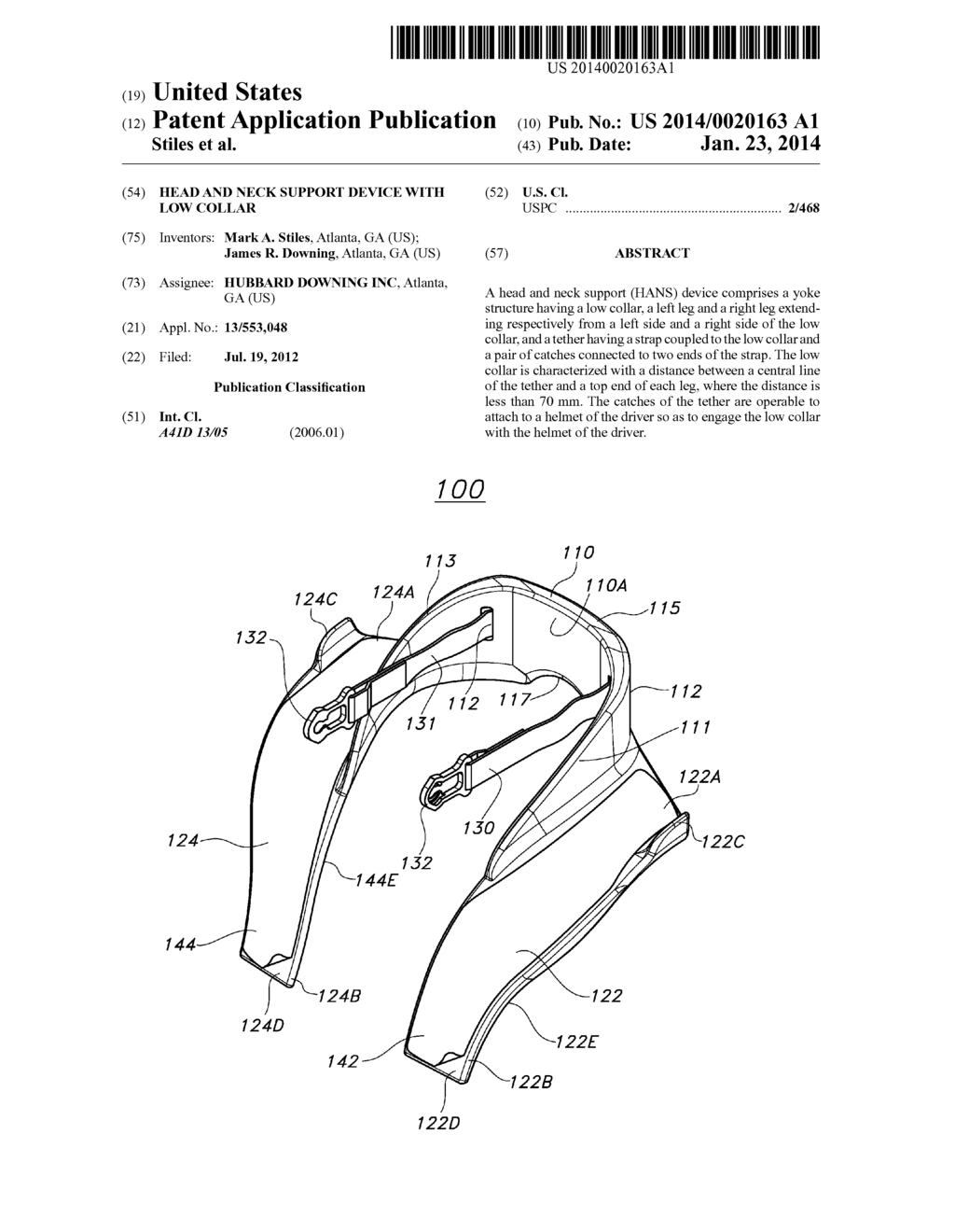 HEAD AND NECK SUPPORT DEVICE WITH LOW COLLAR - diagram, schematic, and image 01