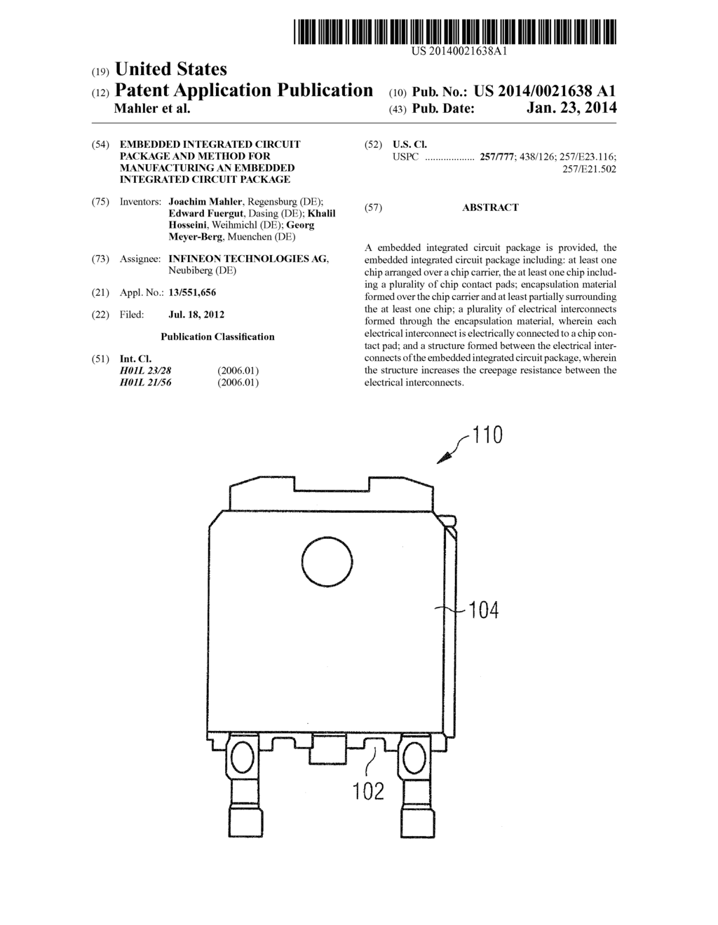 EMBEDDED INTEGRATED CIRCUIT PACKAGE AND METHOD FOR MANUFACTURING AN     EMBEDDED INTEGRATED CIRCUIT PACKAGE - diagram, schematic, and image 01