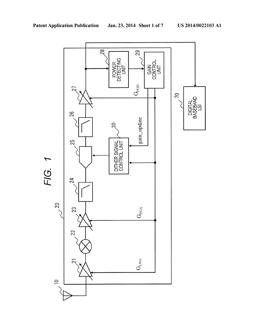 SEMICONDUCTOR DEVICE HAVING ANALOG-TO-DIGITAL CONVERTER WITH     GAIN-DEPENDENT DITHERING AND COMMUNICATION APPARATUS - diagram, schematic, and image 02