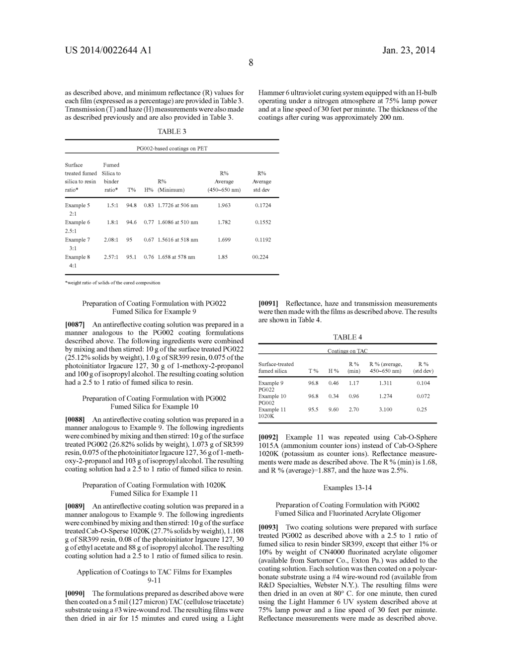 ANTIREFLECTIVE FILM COMPRISING LARGE PARTICLE SIZE FUMED SILICA - diagram, schematic, and image 14