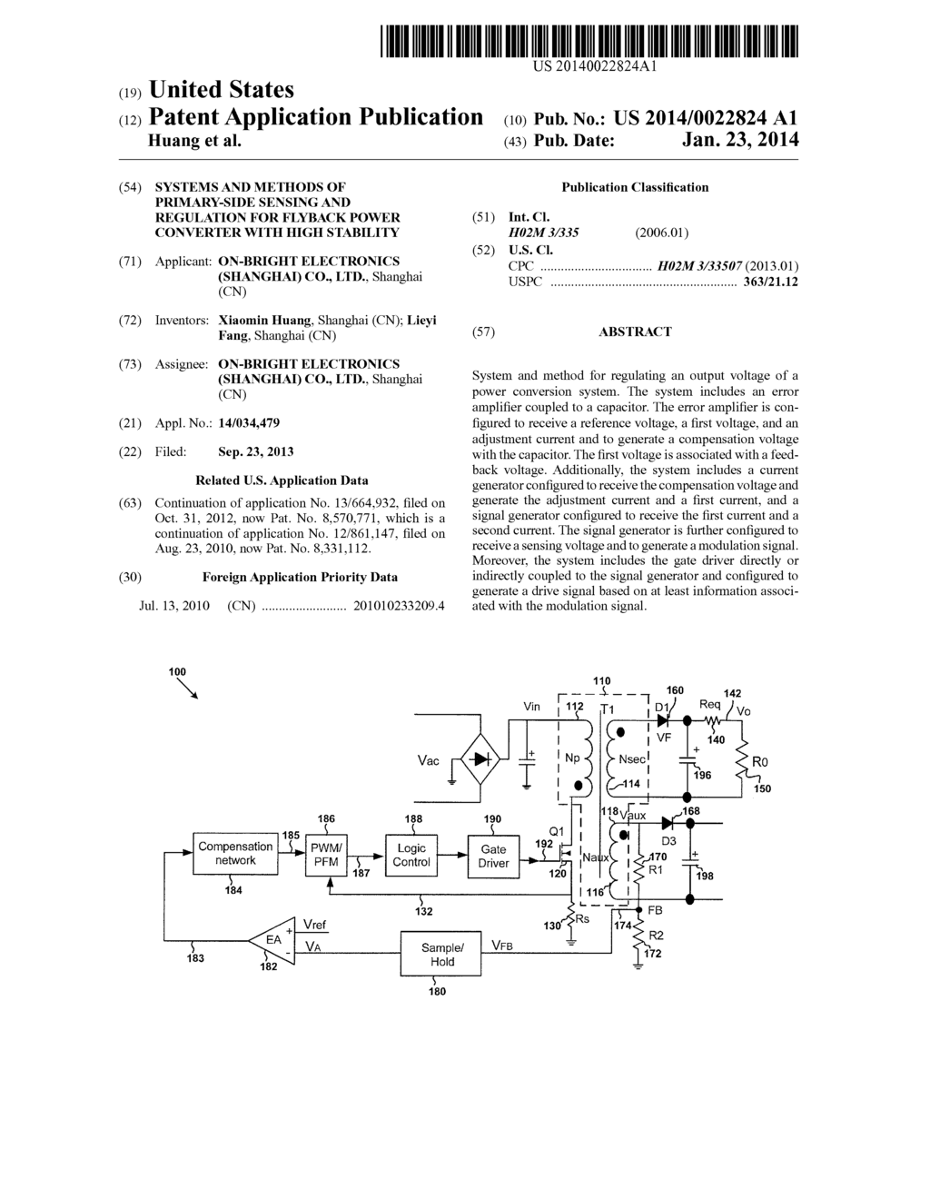 SYSTEMS AND METHODS OF PRIMARY-SIDE SENSING AND REGULATION FOR FLYBACK     POWER CONVERTER WITH HIGH STABILITY - diagram, schematic, and image 01