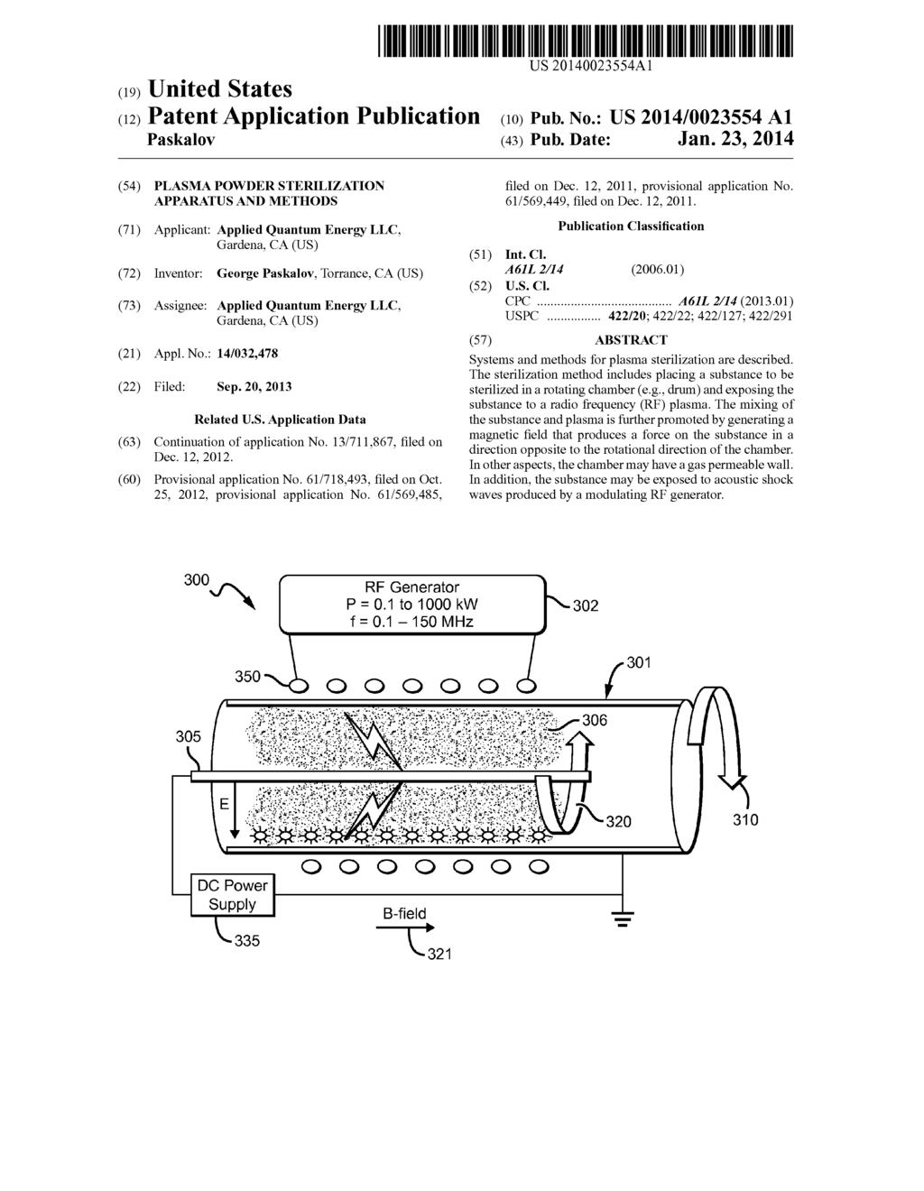 Plasma Powder Sterilization Apparatus and Methods - diagram, schematic, and image 01