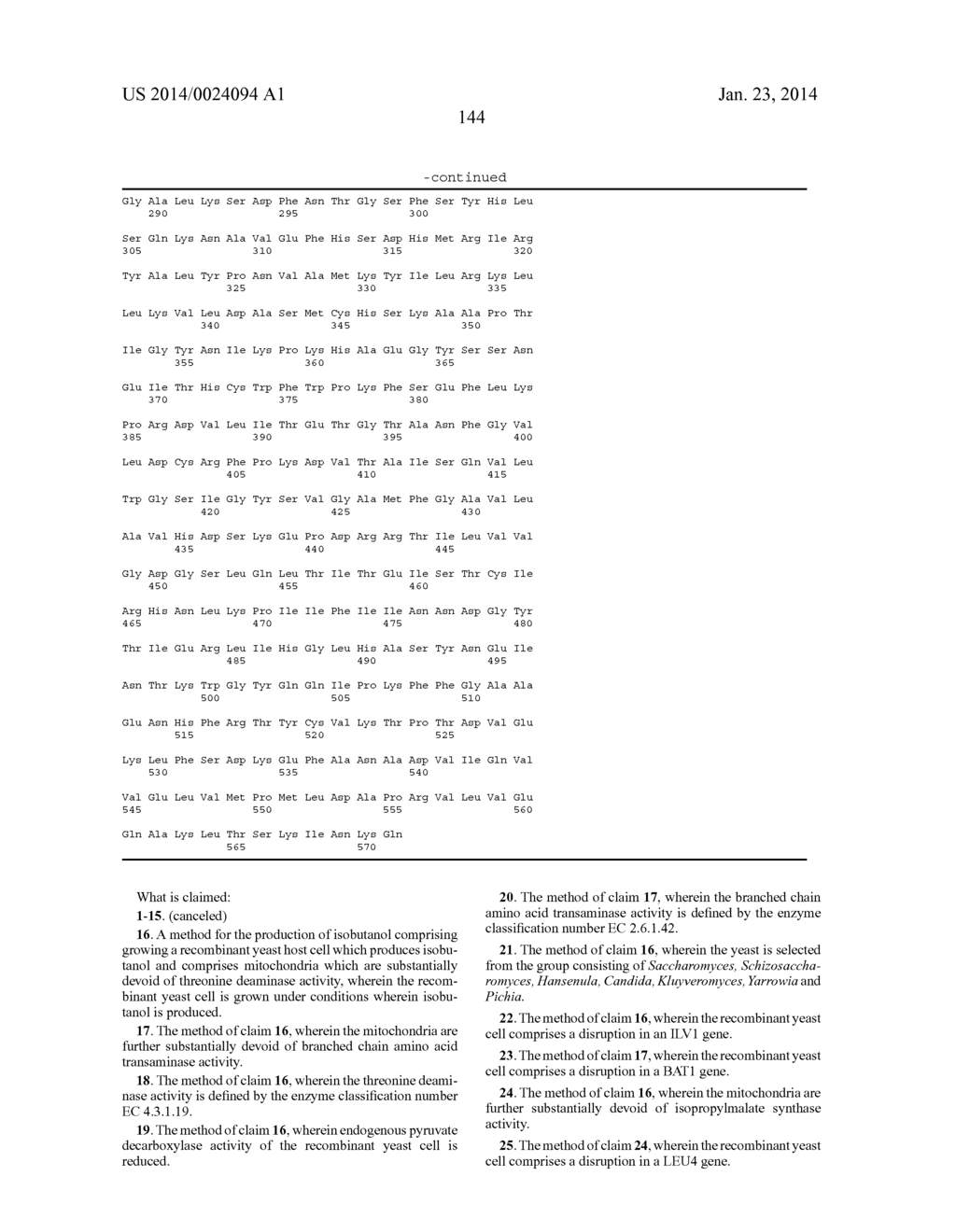 INCREASED PRODUCTION OF ISOBUTANOL IN YEAST WITH REDUCED MITOCHONDRIAL     AMINO ACID BIOSYNTHESIS - diagram, schematic, and image 146