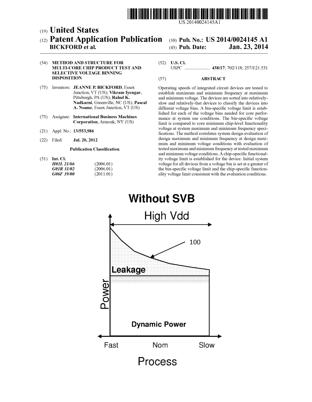 METHOD AND STRUCTURE FOR MULTI-CORE CHIP PRODUCT TEST AND SELECTIVE     VOLTAGE BINNING DISPOSITION - diagram, schematic, and image 01