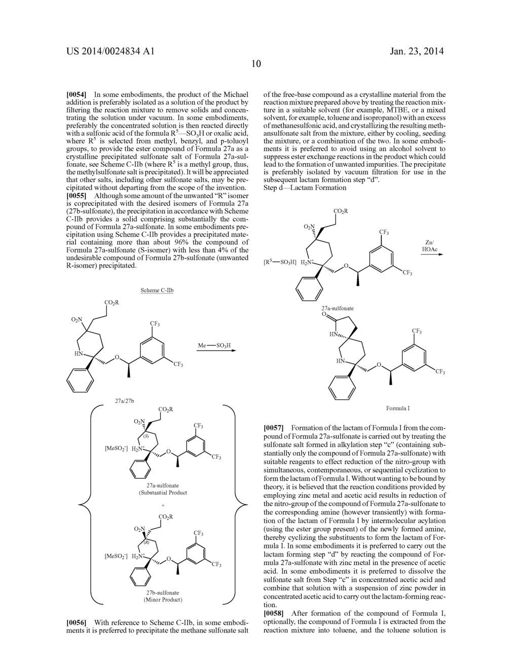 PROCESS AND INTERMEDIATES FOR THE SYNTHESIS OF     8-[-METHYL]-8-PHENYL-1,7-DIAZA-SPIRO[4.5]DECAN-2-ONE COMPOUNDS - diagram, schematic, and image 11