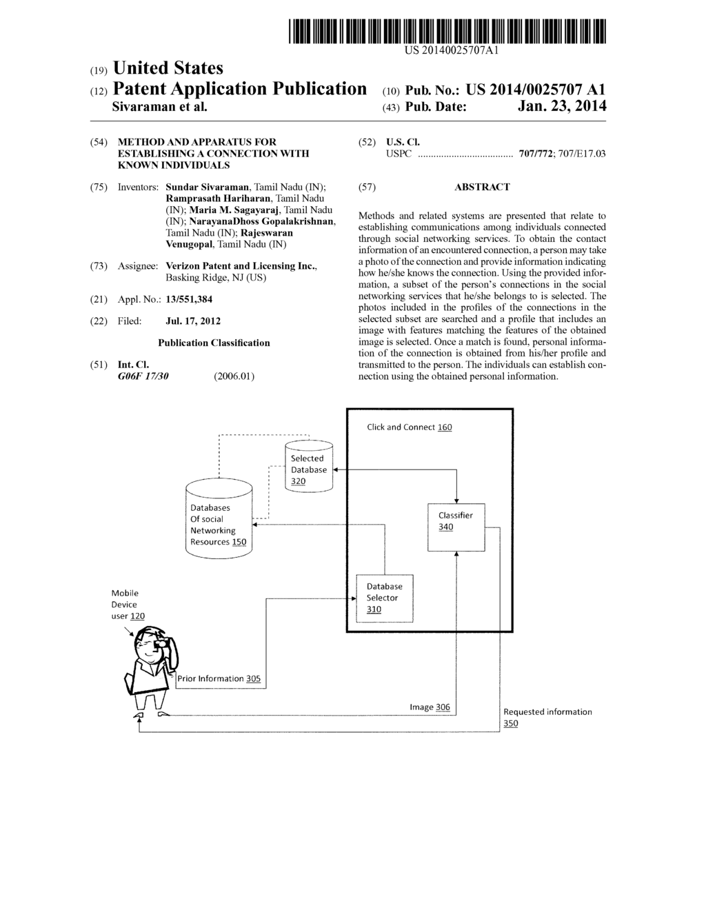 METHOD AND APPARATUS FOR ESTABLISHING A CONNECTION WITH KNOWN INDIVIDUALS - diagram, schematic, and image 01