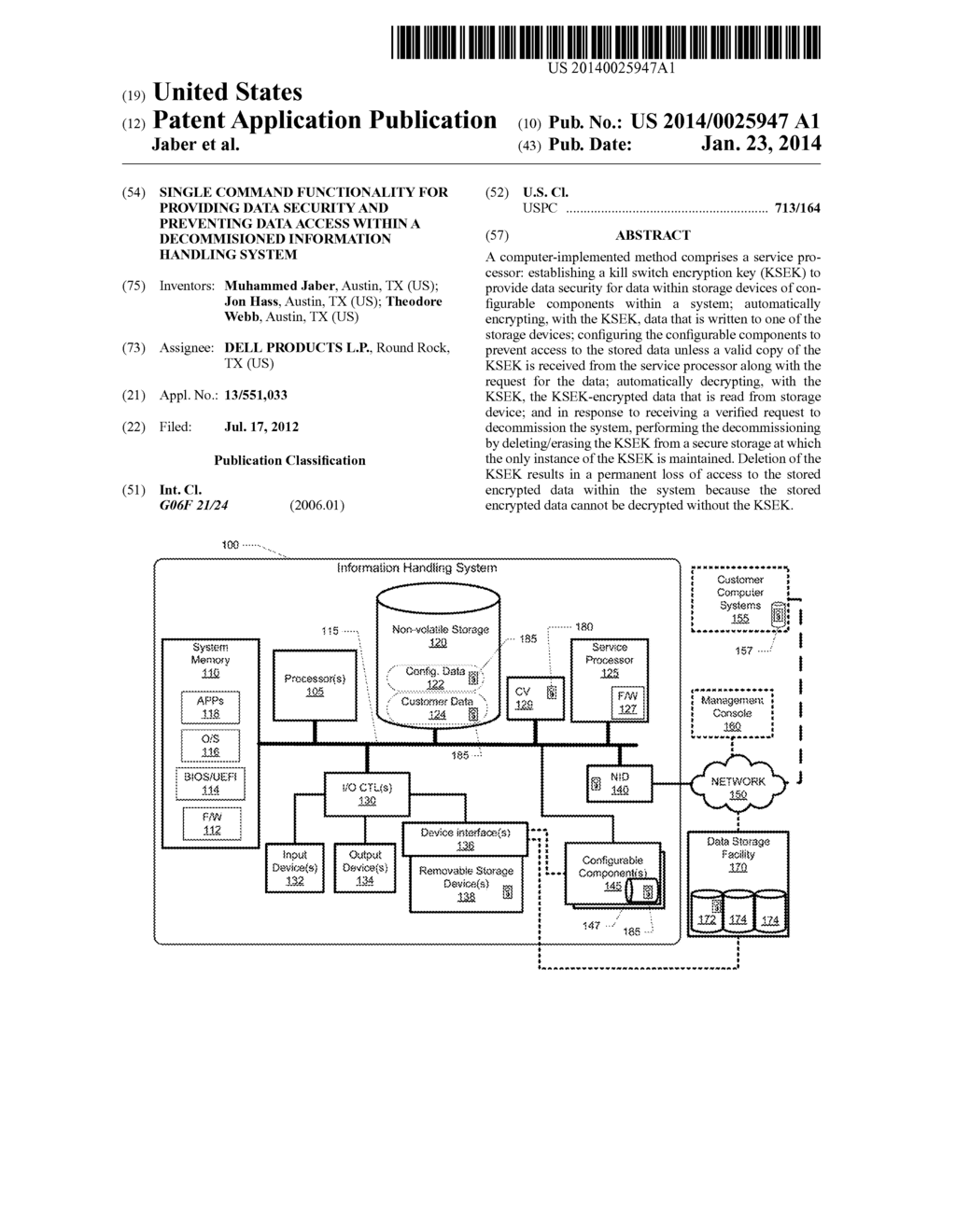 SINGLE COMMAND FUNCTIONALITY FOR PROVIDING DATA SECURITY AND PREVENTING     DATA ACCESS WITHIN A DECOMMISIONED INFORMATION HANDLING SYSTEM - diagram, schematic, and image 01