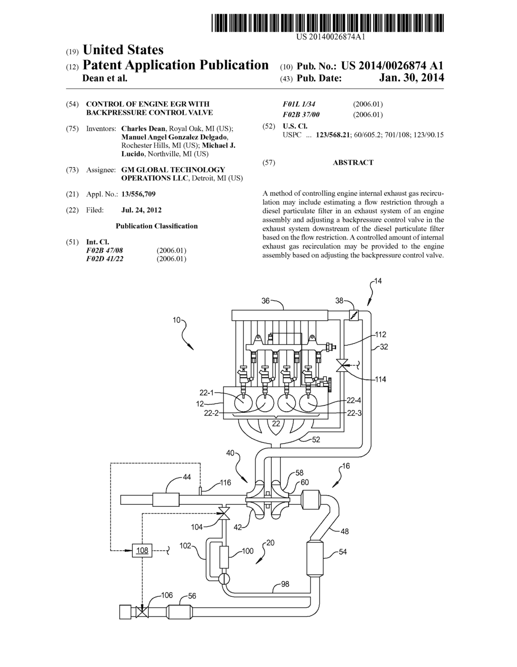 CONTROL OF ENGINE EGR WITH BACKPRESSURE CONTROL VALVE - diagram, schematic, and image 01