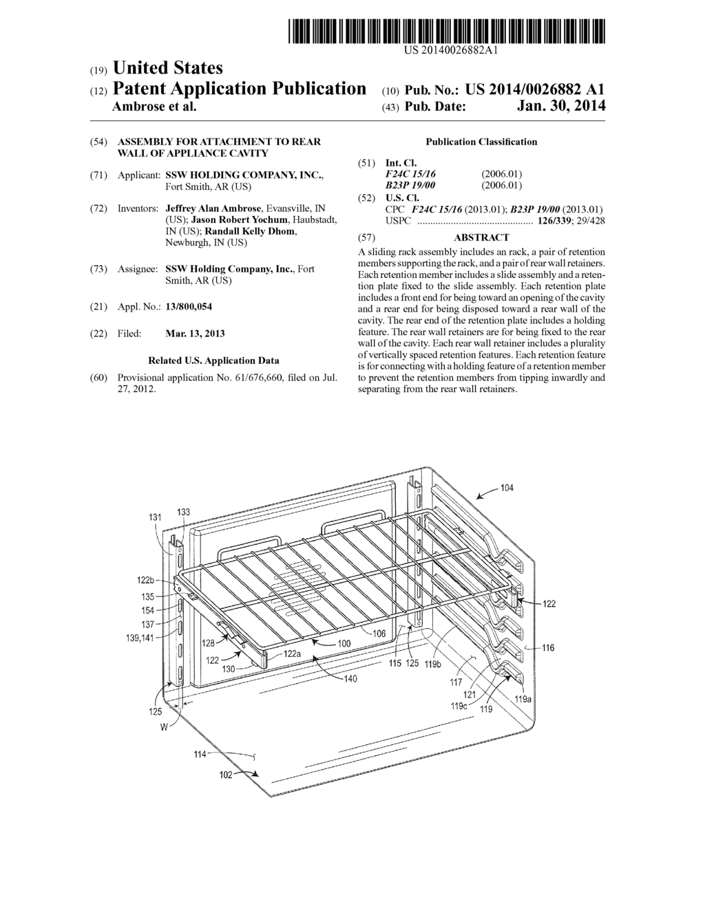 ASSEMBLY FOR ATTACHMENT TO REAR WALL OF APPLIANCE CAVITY - diagram, schematic, and image 01