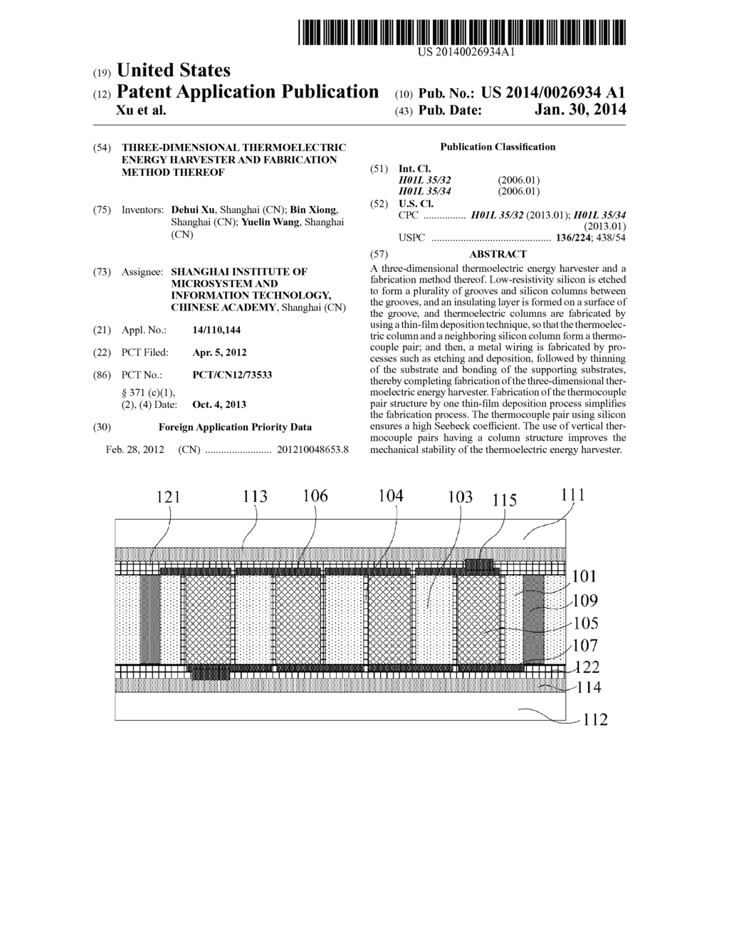 THREE-DIMENSIONAL THERMOELECTRIC ENERGY HARVESTER AND FABRICATION METHOD     THEREOF - diagram, schematic, and image 01