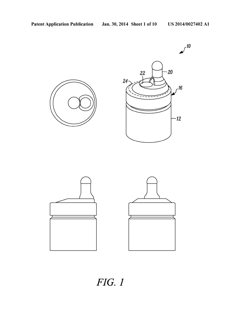 Ready to Drink Container with Nipple and Penetrable and Resealable     Portion, and Related Method - diagram, schematic, and image 02