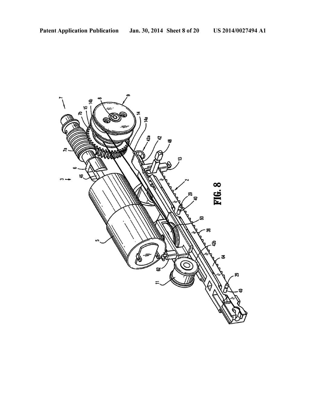 RETRACTION MECHANISM WITH CLUTCH-LESS DRIVE FOR USE WITH A SURGICAL     APPARATUS - diagram, schematic, and image 09