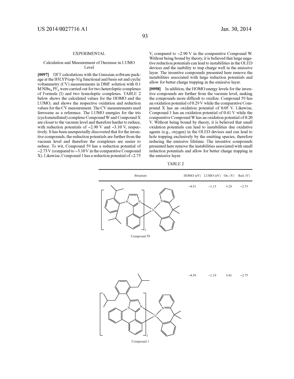 HETEROLEPTIC CYCLOMETALLATED IR(III) COMPLEXES HAVING A CYCLOMETALLATED     6-MEMBERED RING - diagram, schematic, and image 98