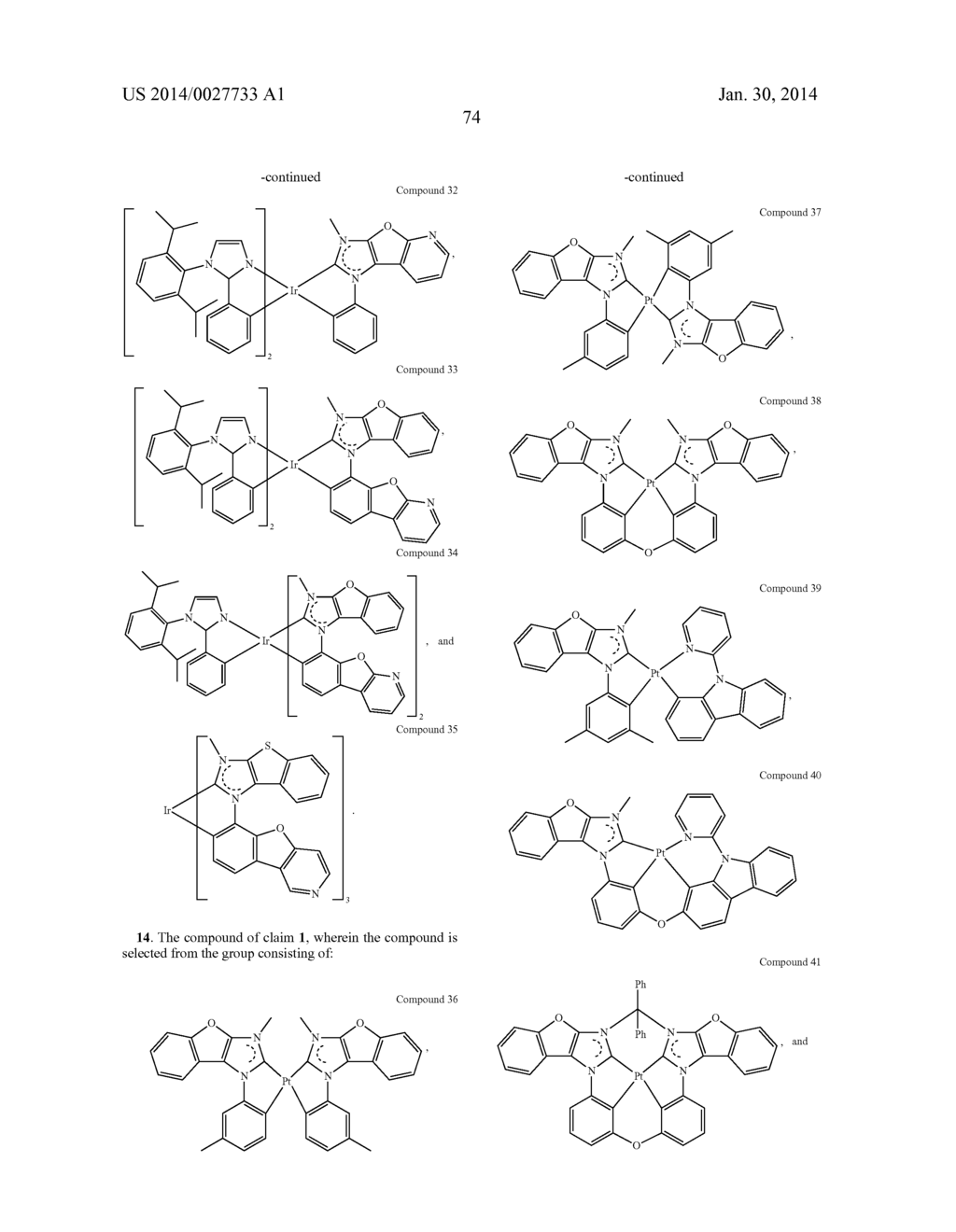 TRANSITION METAL COMPLEXES CONTAINING SUBSTITUTED IMIDAZOLE CARBENE AS     LIGANDS AND THEIR APPLICATION IN OLEDS - diagram, schematic, and image 78