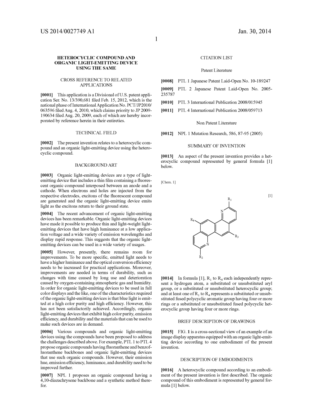 HETEROCYCLIC COMPOUND AND ORGANIC LIGHT-EMITTING DEVICE USING THE SAME - diagram, schematic, and image 03