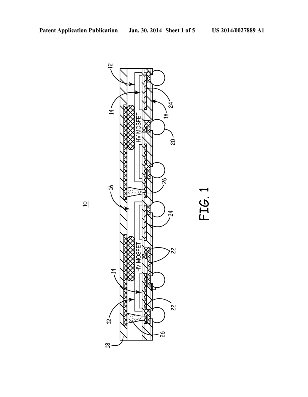 RECONSTITUTED WAFER PACKAGE WITH HIGH VOLTAGE DISCRETE ACTIVE DICE AND     INTEGRATED FIELD PLATE FOR HIGH TEMPERATURE LEAKAGE CURRENT STABILITY - diagram, schematic, and image 02