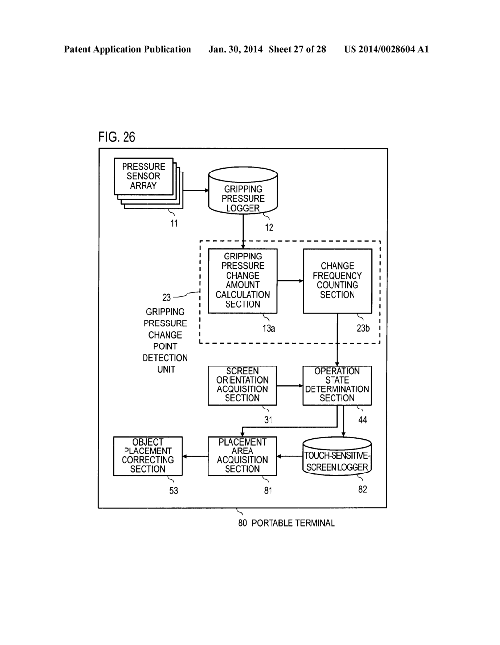 MOBILE INFORMATION TERMINAL AND OPERATION STATE DETERMINATION METHOD - diagram, schematic, and image 28