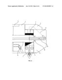 DEVICE FOR INTERNAL CHIPS CUTTING MACHINING WITH A NOZZLE FOR FLUSHING     CUTTER FLUID ON THE CUTTER diagram and image