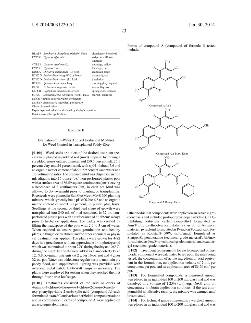 HERBICIDAL COMPOSITIONS COMPRISING     4-AMINO-3-CHLORO-5-FLUORO-6-(4-CHLORO-2-FLUORO-3-METHOXYPHENYL)     PYRIDINE-2-CARBOXYLIC ACID OR A DERIVATIVE THEREOF AND A     PROTOPORPHYRINOGEN OXIDASE INHIBITOR - diagram, schematic, and image 24