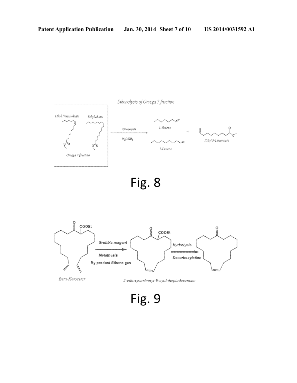 METHODS OF CONVERTING MIXTURES OF PALMITOLEIC AND OLEIC ACID ESTERS TO     HIGH VALUE PRODUCTS - diagram, schematic, and image 08