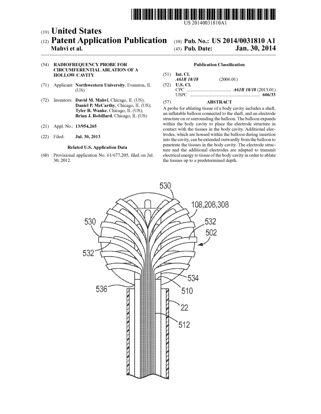 Radiofrequency Probe for Circumferential Ablation of a Hollow Cavity - diagram, schematic, and image 01