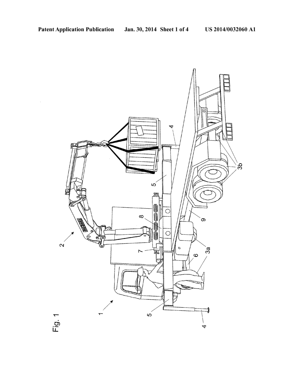 METHOD AND DEVICE FOR MONITORING THE STABILITY OF A LOADING CRANE MOUNTED     ON A VEHICLE - diagram, schematic, and image 02