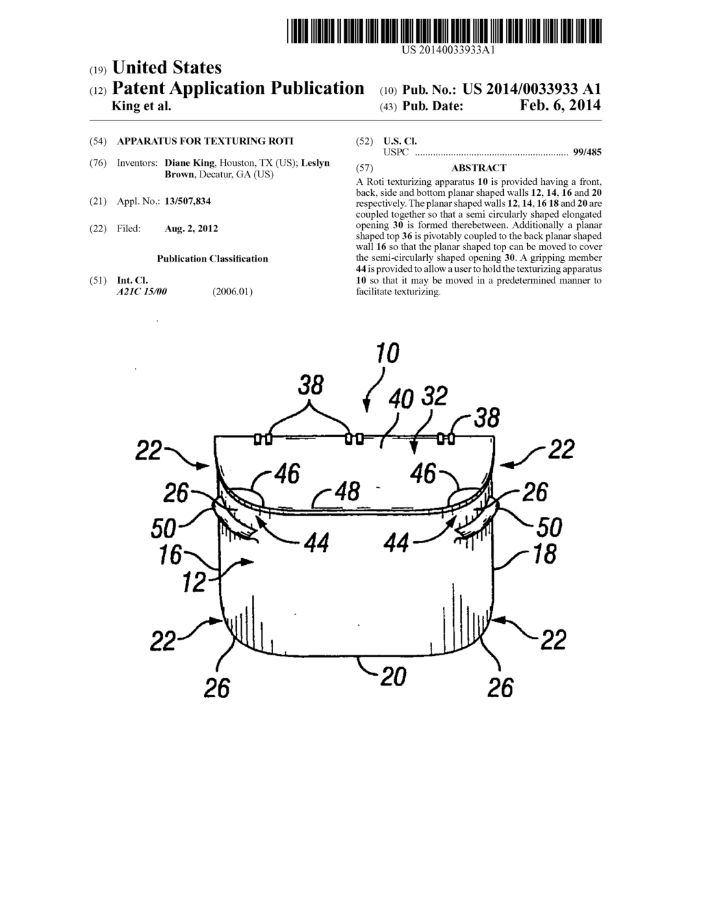 Apparatus for texturing roti - diagram, schematic, and image 01