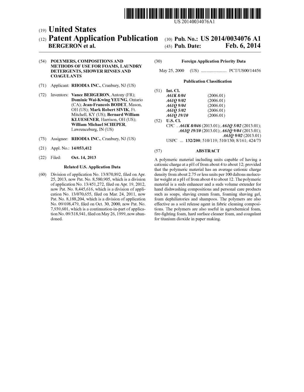 POLYMERS, COMPOSITIONS AND METHODS OF USE FOR FOAMS, LAUNDRY DETERGENTS,     SHOWER RINSES AND COAGULANTS - diagram, schematic, and image 01